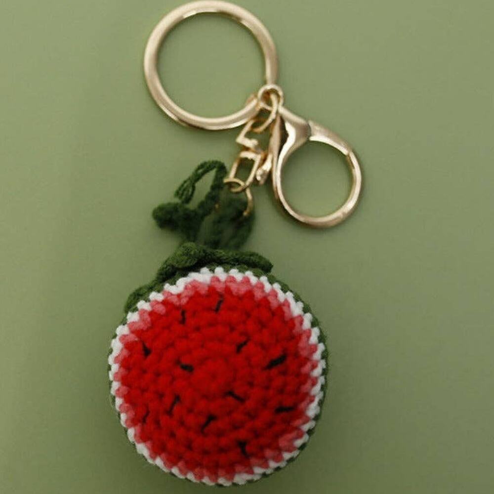 Watermelon Crochet Keychain
